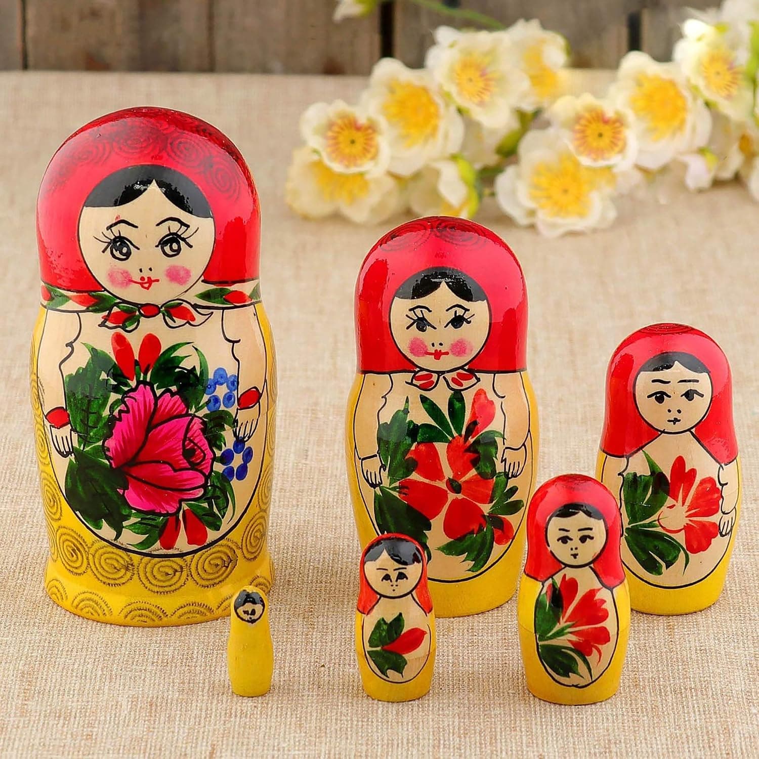 AEVVV Russian Matryoshka Semenovskaya Hand Made Souvenir - Nesting Dolls Classic Russian Folk Semenov Style - Matriuskas Rusas