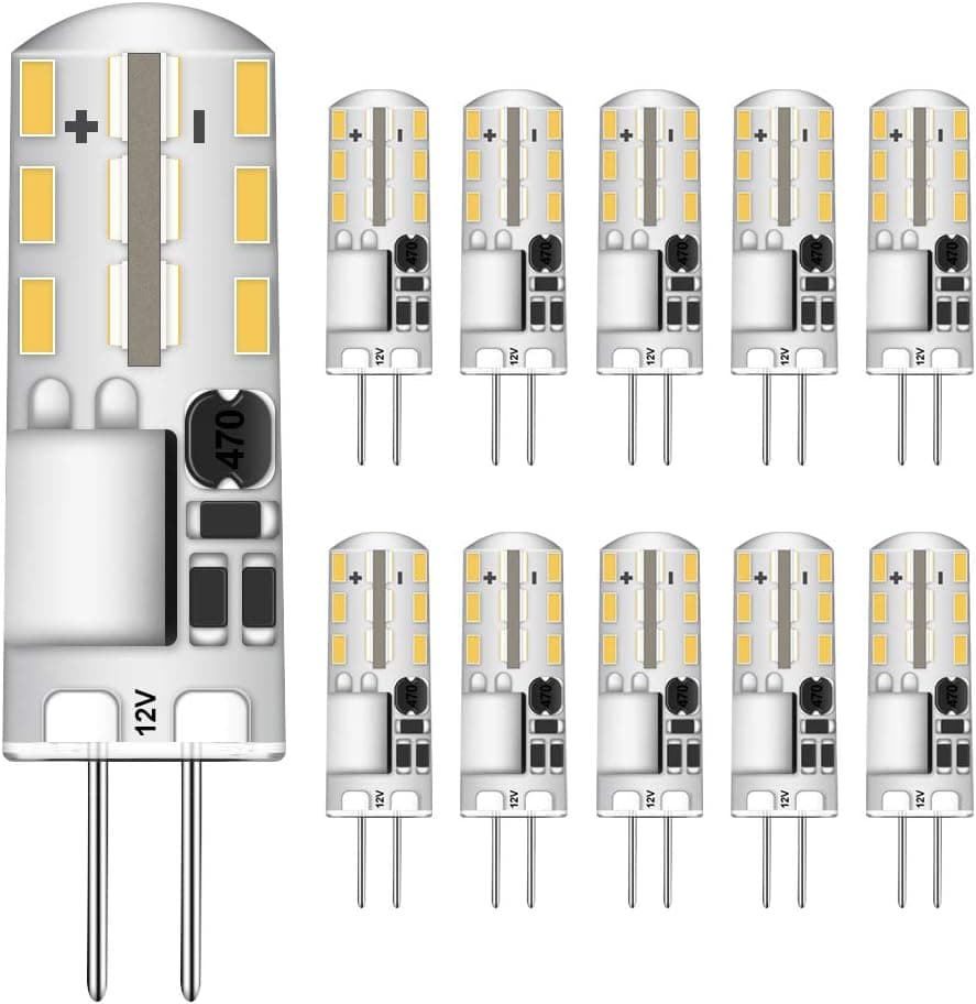 G4 LED Bulb JC Bi-Pin Base 1.5W AC/DC 12V Daylight White 6000K 10W T3 Halogen Bulbs Replacement for Landscape Lighting, Under Cabinet Puck Light, Chandeliers (10-Pack)