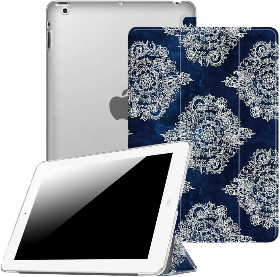 Fintie Case for iPad 2 3 4 (Old Model) - Lightweight Smart Slim Shell Translucent Frosted Back Cover Auto Wake/Sleep for iPad 4th Generation with Retina Display, iPad 3 & iPad 2, Indigo Dreams