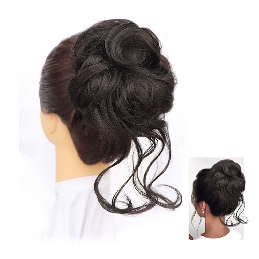 Messy Curly Hair Bun, Galina`s Beauty Updo Messy Bun Hair Piece Faux Hair Scrunchies for Women with Thin Short Hair, Fake Hair Bun Extension
