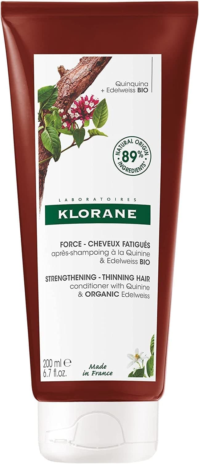 Klorane Strengthening Conditioner with Quinine and Edelweiss for Thinning Hair, Supports Thicker, Stronger, Healthier Hair, For Men and Women,  Paraben, Silicone and Sulfate Free, 6.7 Fl Oz
