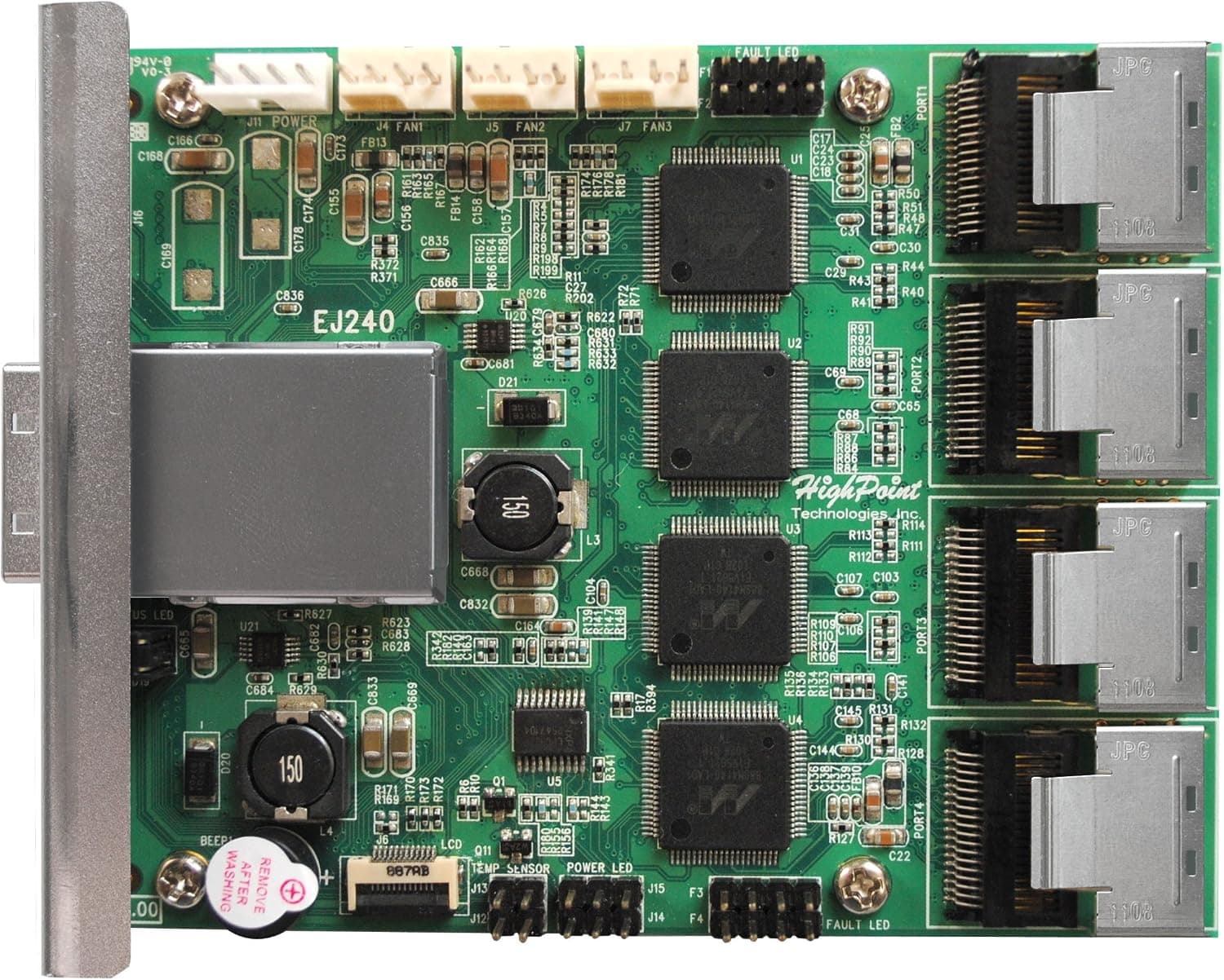 HighPoint Rocket EJ240 4 SFF-8087 and 1 SFF-8088 External SATA JBOD Device Board