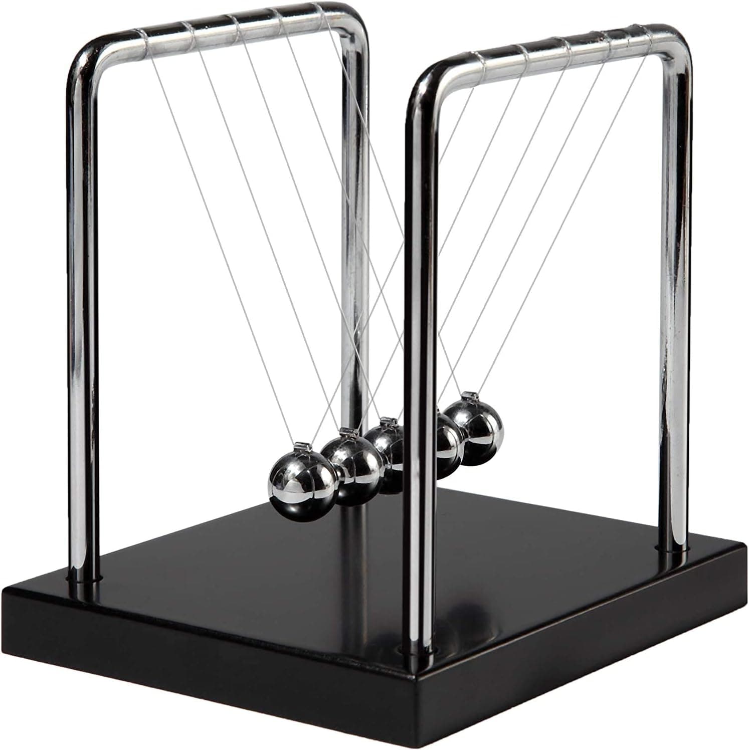 AXINMIAO Newtons Cradle Balance Balls with Black Wooden Base Fun Science Physics Learning Desk Toys Fun Gadget 5 Pendulum Balls for Office and Home Decoration-Black4