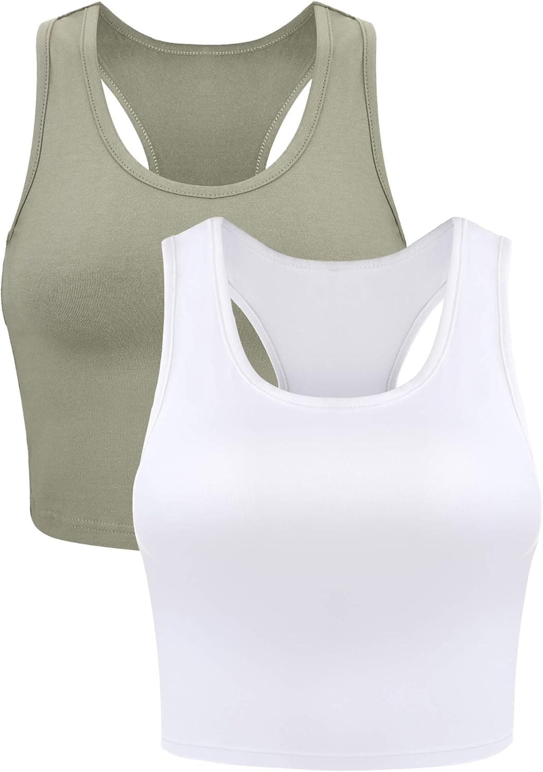 Boao 2 Pieces Crop Tank Top Basic Sleeveless Crop Top Workout Racerback Cropped Tank Sports Top for Women
