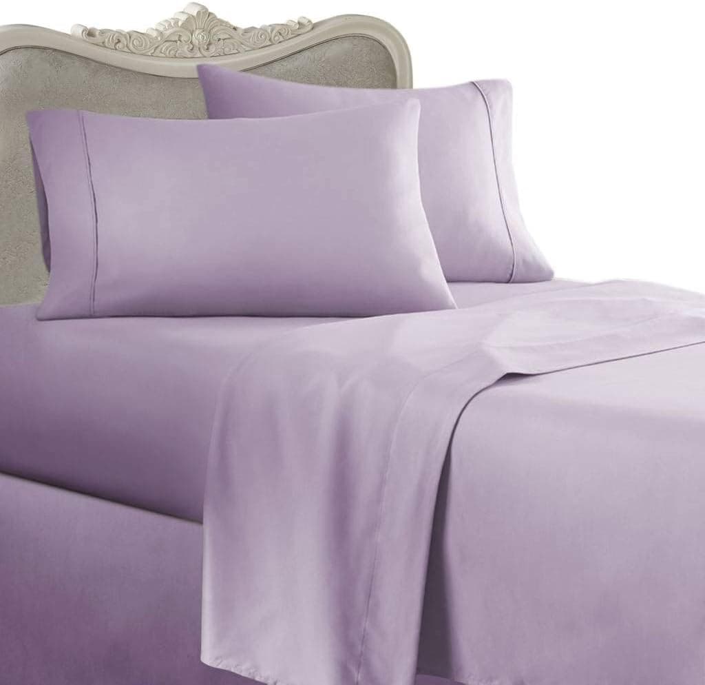 Luxurious Purple Solid/Plain, Full Size, 1000 Thread Count Ultra Soft Single-Ply 100% Egyptian Cotton, Extra Deep Pocket Four (4) Piece Bed Sheet Set with 2 Pillow Cases 1000TC