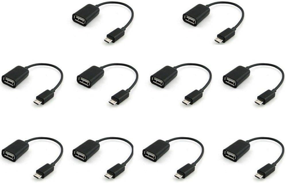 CNE35762 USB 2.0 A Female to Micro B Male Adapter Cable Micro USB Host Mode Straight OTG Cable, 10 pack