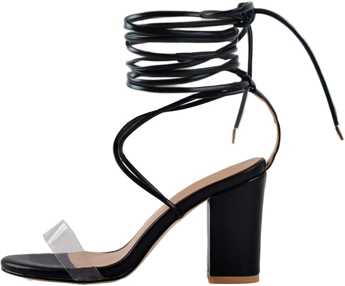 Yolkomo Women's Lace Up Chunky Low Heel Gladiator Sandals