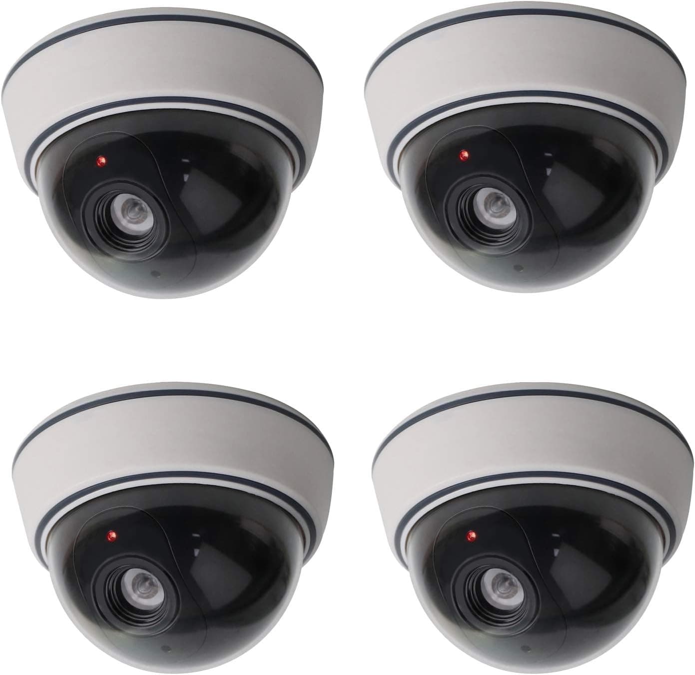 Lebote (4 Pack) Fake Dummy Security Camera CCTV Dome Camera With Flashing Red LED Light Dummy Surveillance Camera Outdoor Indoor Use for Home Security