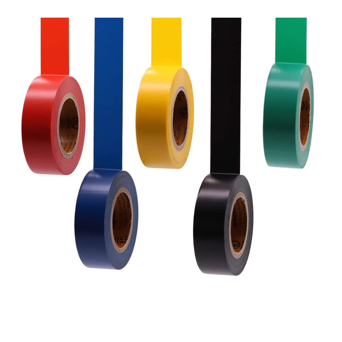Jedaloke Colored Electrical Tape, 3/4-Inch by 30 Feet, Voltage Level 600V Dustproof, Adhesive for General Home Vehicle Auto Car Power Circuit Wiring Multicolor (5)
