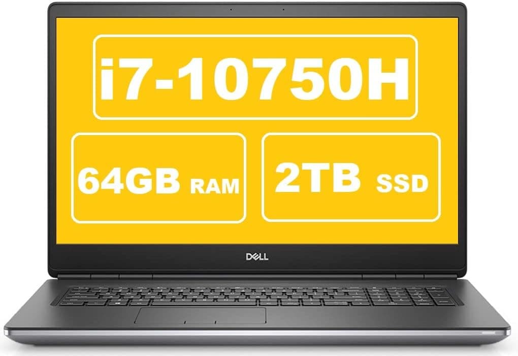 Dell 2021 Precision 7000 7750 17.3-inch FHD 1080p Mobile Workstation Business Laptop (Intel 6-Core i7-10750H, 64GB DDR4, 2TB SS Wi-Fi 6, Thunderbolt 3, RJ-45, Windows 10 Pro (Renewed)