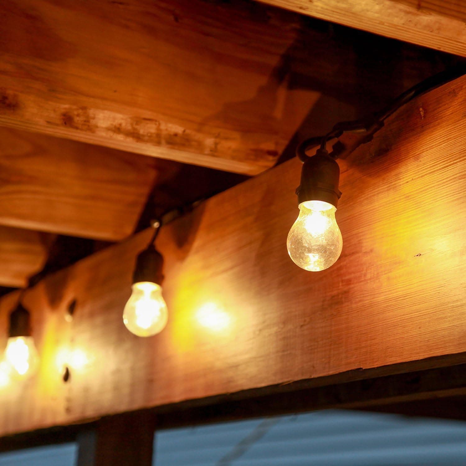 Outdoor Edison Bulb String Lights - 48Ft Heavy Duty Weatherproof Strand with 15 Clear Glass S14 Bulbs, Commercial Grade Bistro Lighting, Connectable, Dimmable, Mothers Day Gift/Spring Decor ETL Listed
