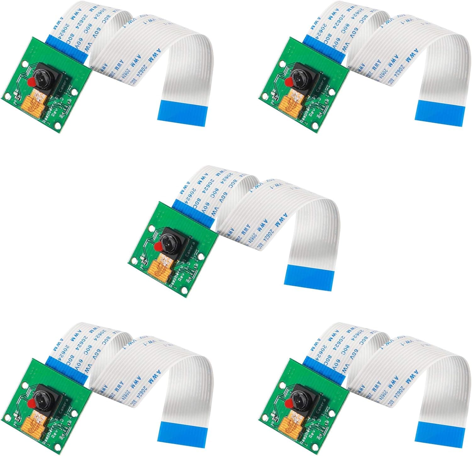 DORHEA 5PCS Raspberry Pi 4 Camera Video Module 5 Megapixels 1080p Sensor OV5647 Mini Webcam with 15 Pin Ribbon Cable for Raspberry Pi Model A/B/B+, Pi 2B and Raspberry Pi 3B, Pi 3 B+, Raspberry Pi 4