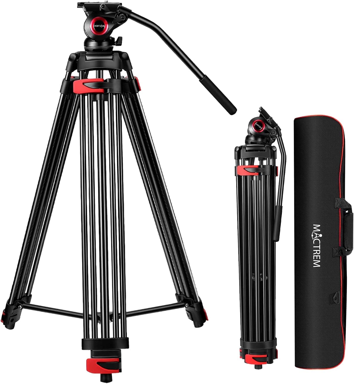 80" /203cm Video Tripod Heavy Duty Tripod with 360° Fluid Head,Mactrem Aluminum Tall Tripods Professional Compatible with Canon Nikon Sony DSLR Camera Camcorder Telescope Bnoculars (Load 33Lb)