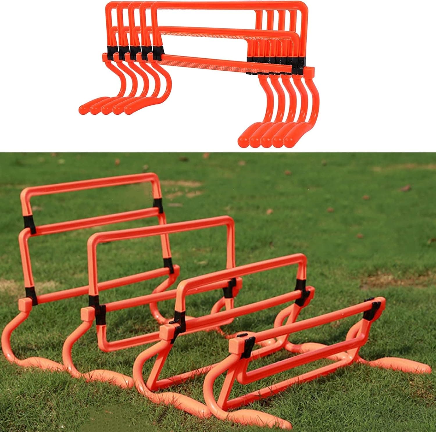 Speed Agility Training Set, 5Pcs Speed Hurdles Football Soccer Training Adjustable Hurdles Agility Speed Training Equipment Orange for Soccer Football Baseball Basketball