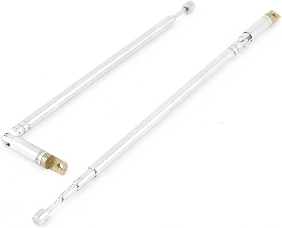 uxcell 2 Pcs Steel 4 Sections Rotating TV Telescopic Antenna 39.5cm Long