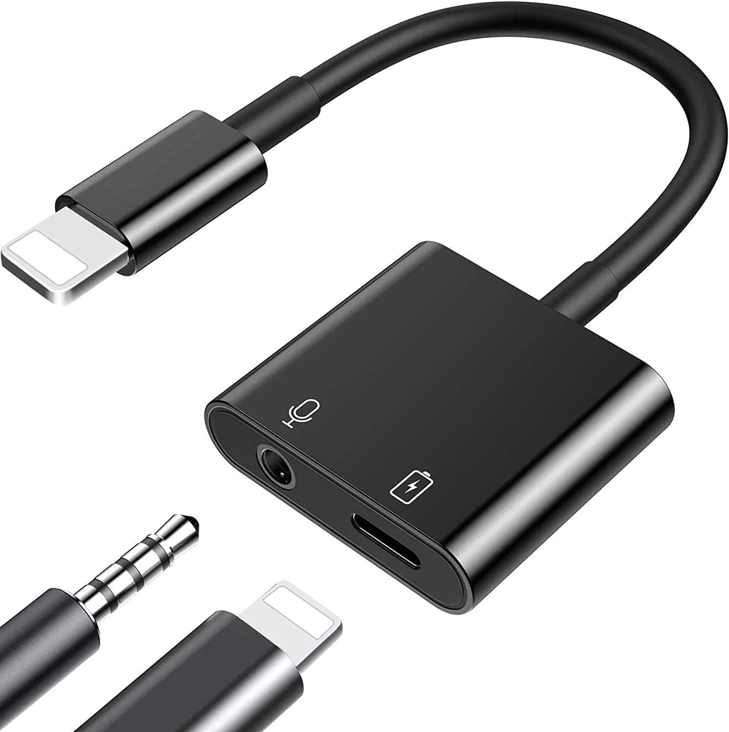 [Apple MFi Certified] Lightning to 3.5mm Headphone Adapter for iPhone, 2 in 1 Headphone Audio Splitter, Adapter AUX Connector Charger Cable Replacement for iPhone 13/12/SE/XR/XS/X/8/8Plus/7/7 Plus