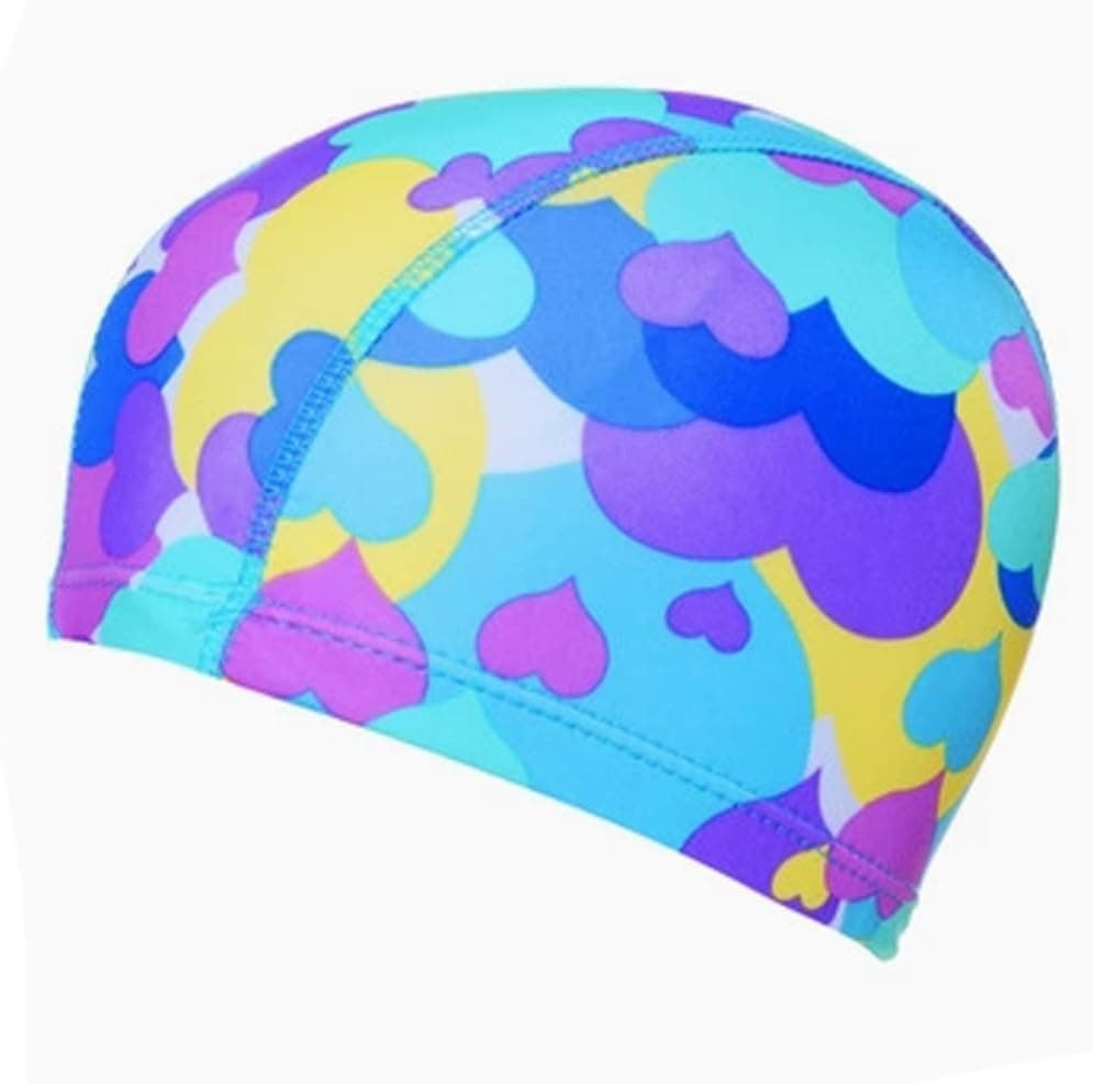 Kylin Express Girls Comfortable Swim Cap Swimming Hat Cloth Hat Bathing Cap, Hearts