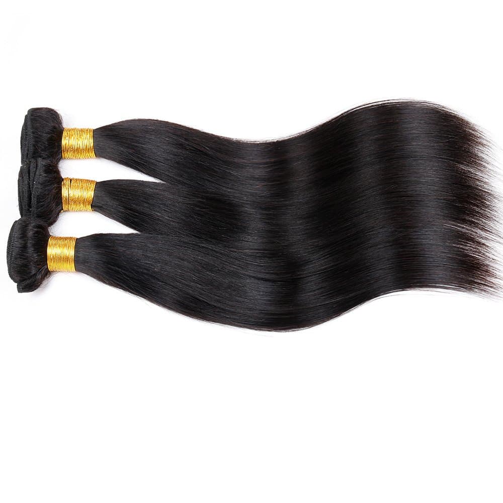 ZILING Brazilian Hair 3 Bundles Straight Human Hair Extensions Unprocessed Brazilian Straight Mixed Length (14 16 18)