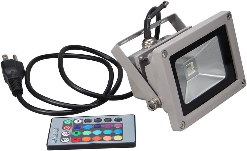 RioRand Colorful 10w RGB LED Flood Light Landscape Lamp + Remote Control+AC adapter