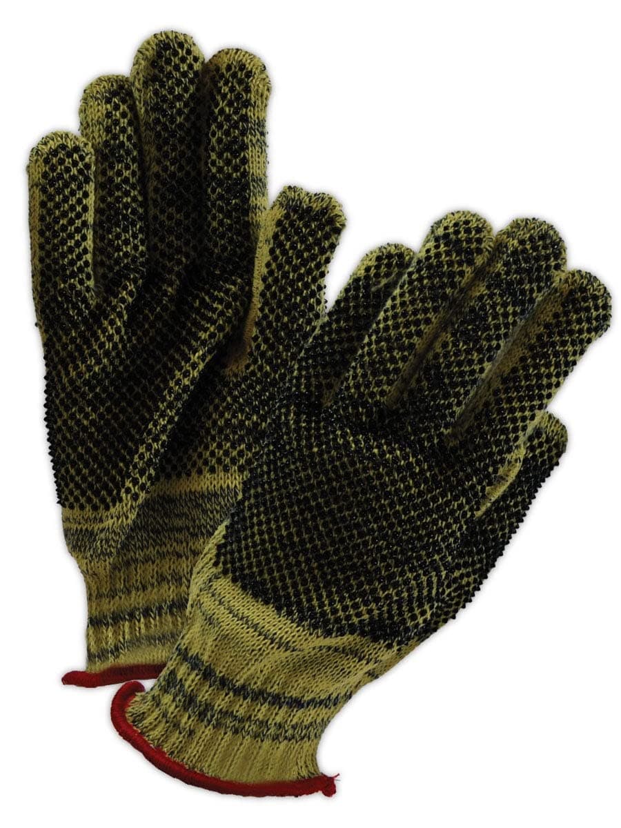 MAGID KA1000PR-9 CutMaster KA1000PR Kevlar Armor Blend Dotted Knit Gloves - Cut Level 5, Standard Kevlar and Armor Kevlar Yarn Blend, Size 9, Black/Yellow
