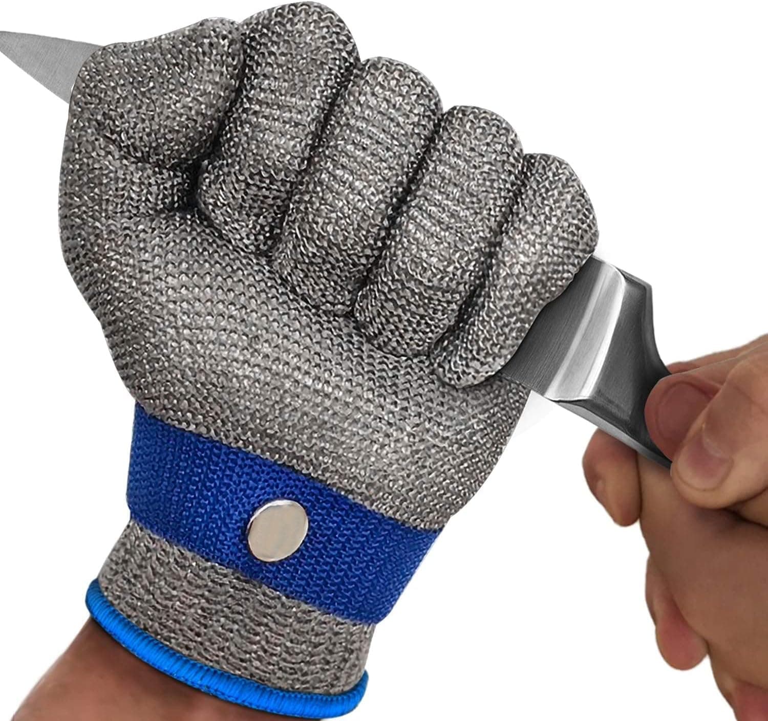 MAFORES Level 9 Cut Resistant Glove Food Grade, 2.0 Upgraded Stainless Steel Mesh Metal Glove Durable Rustproof Reliable Cutting Glove for Kitchen Meat Cutting, Fishing, Oyster Shucking (Small