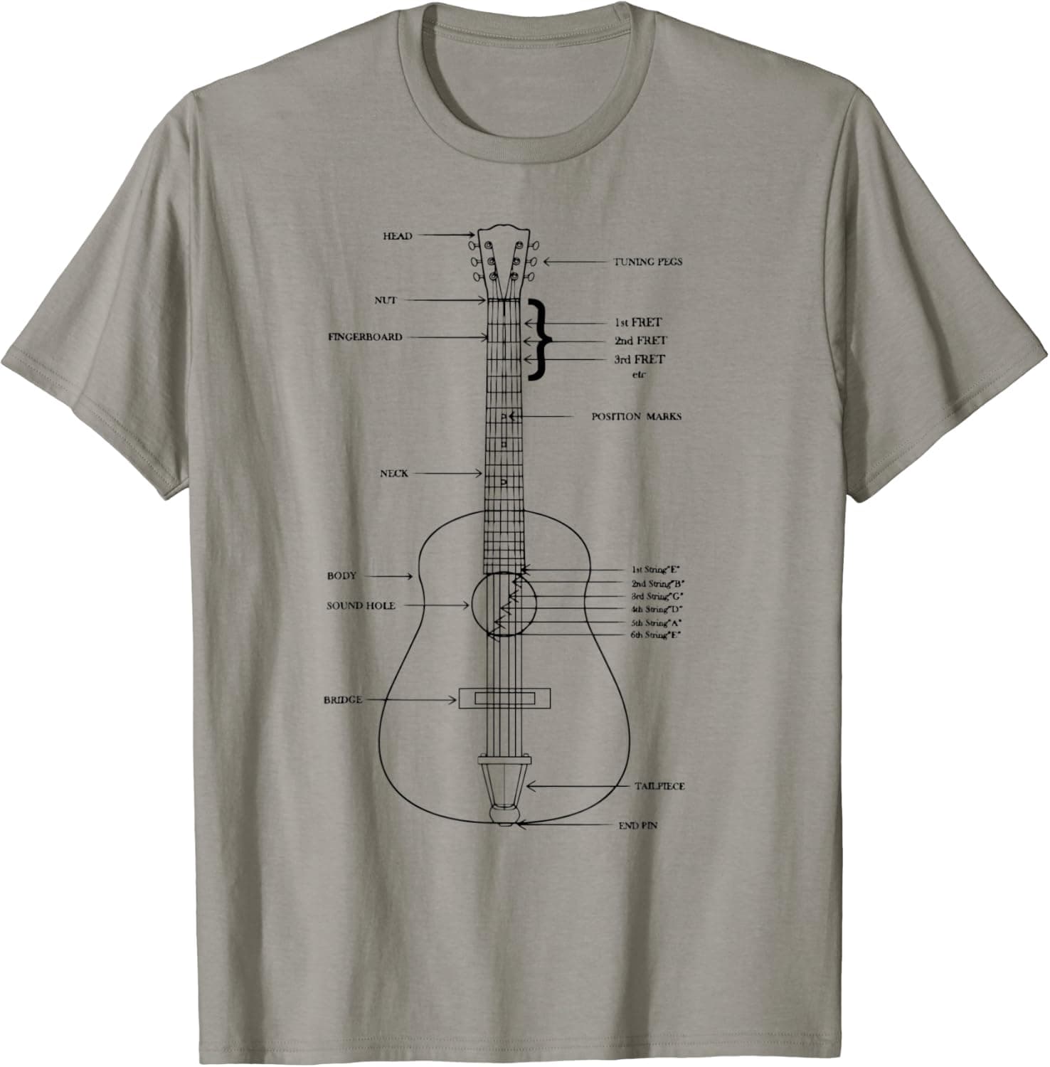 Vintage Guitar T-Shirt Acoustic Men Women
