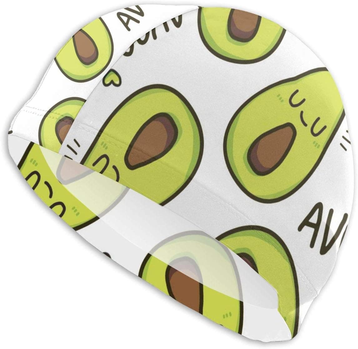 Lanswim Swim Cap for Women/Men，Waterproof Hair Swimming Caps Special Printed Adults Comfortable Fit Swimming Cap for Funny Avocado