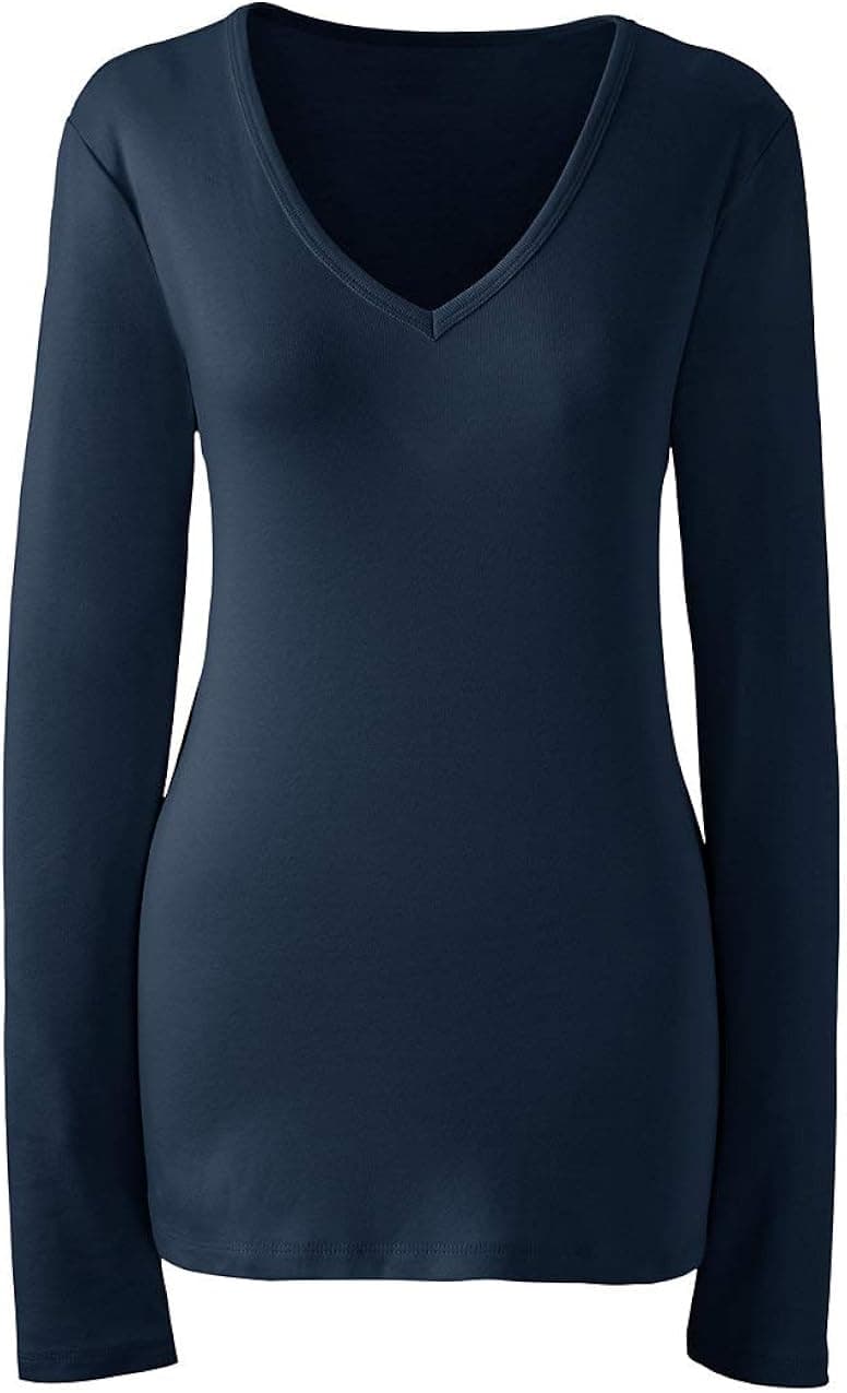 Lands' End Women Long Sleeve Shaped 1x1 Rib VNK Radiant Navy Regular X-Large
