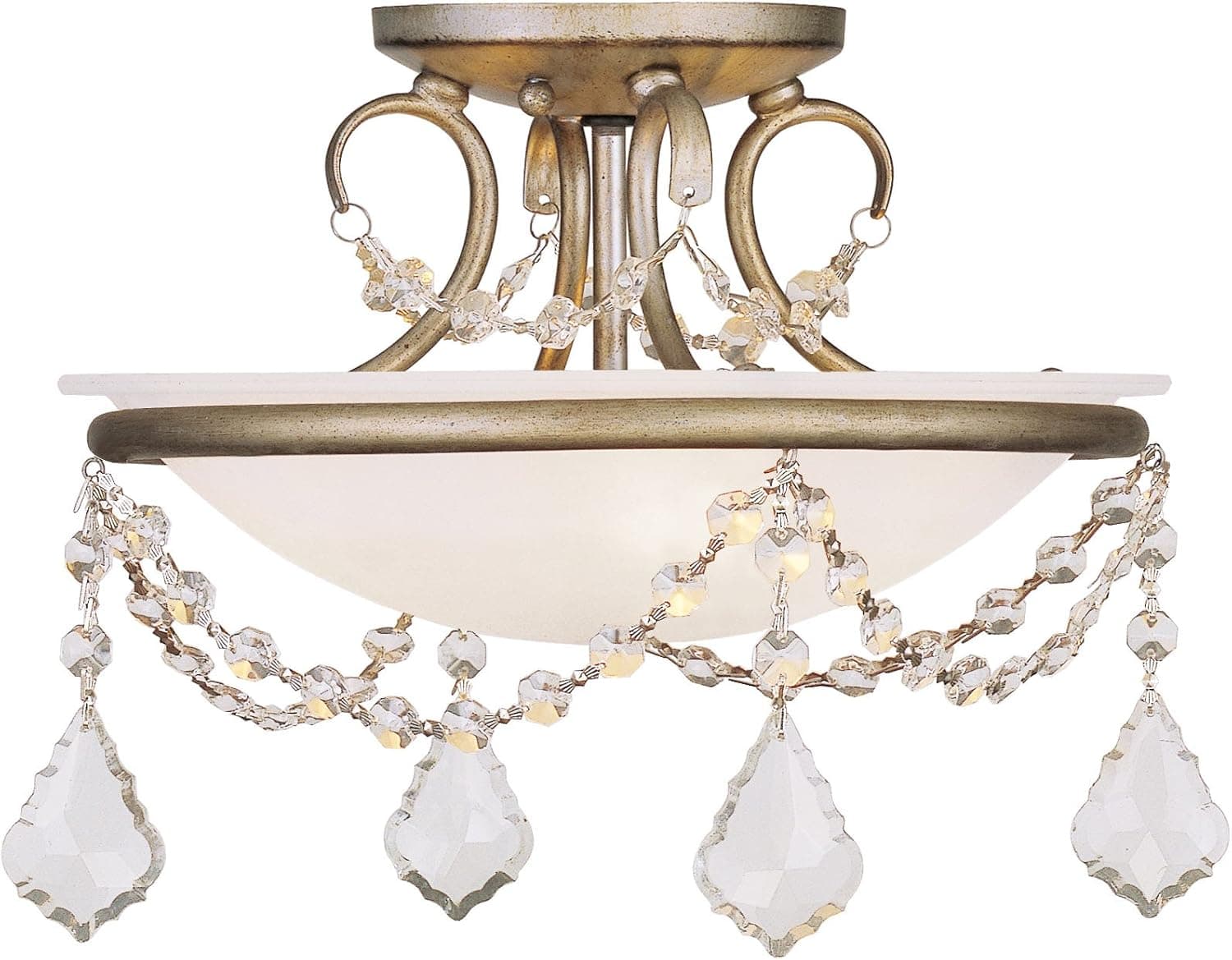 Livex Lighting 6523-73 Chesterfield/Pennington 2 Light Ceiling Mount, Hand Painted Antique Silver Leaf