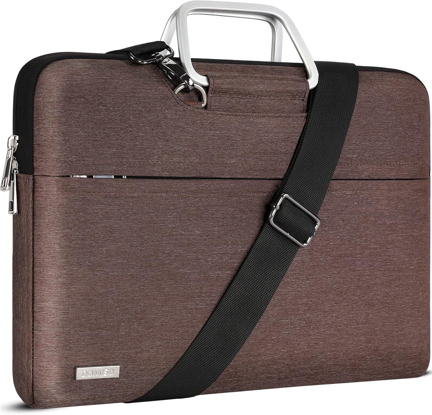 DOMISO Water Resistant Shoulder Bag Sleeve Carry Case for 13-13.3 Inch Laptops/APPLE MacBook Air & Pro / 13.3" Lenovo Yoga 720/13.3" ASUS ZenBook UX330UA with Polyester Fabric and Carry Strap,Brown