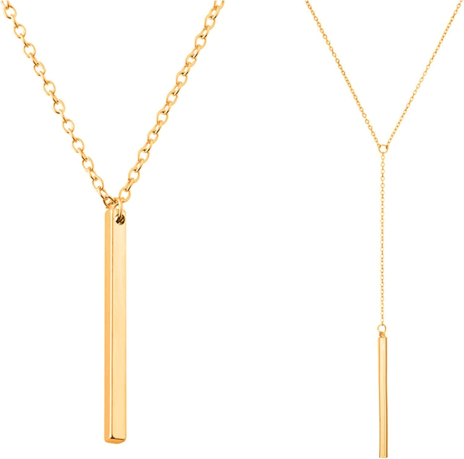 Highven 2Pcs Silver Lariat Necklace for Women Y Pendant Necklace Gold Jewelry Set