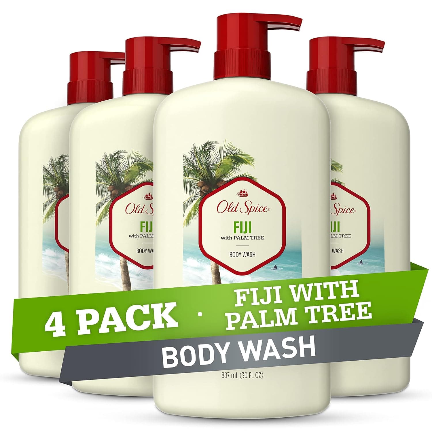 Old Spice Body Wash for Men, Fresher Fiji Scent, Fresher Collection, 30 Fluid Ounce (Pack of 4)
