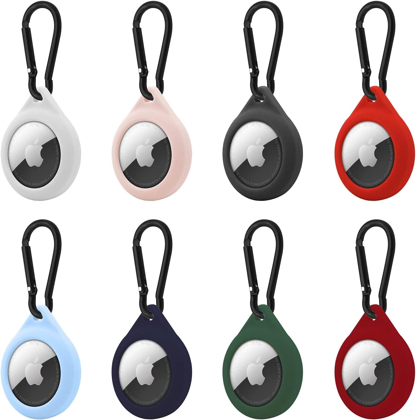 [8 PCS] Apple AirTags Case, Protective Silicone Cover Holder for Apple AirTags with Keychain Key Ring - Teardrop