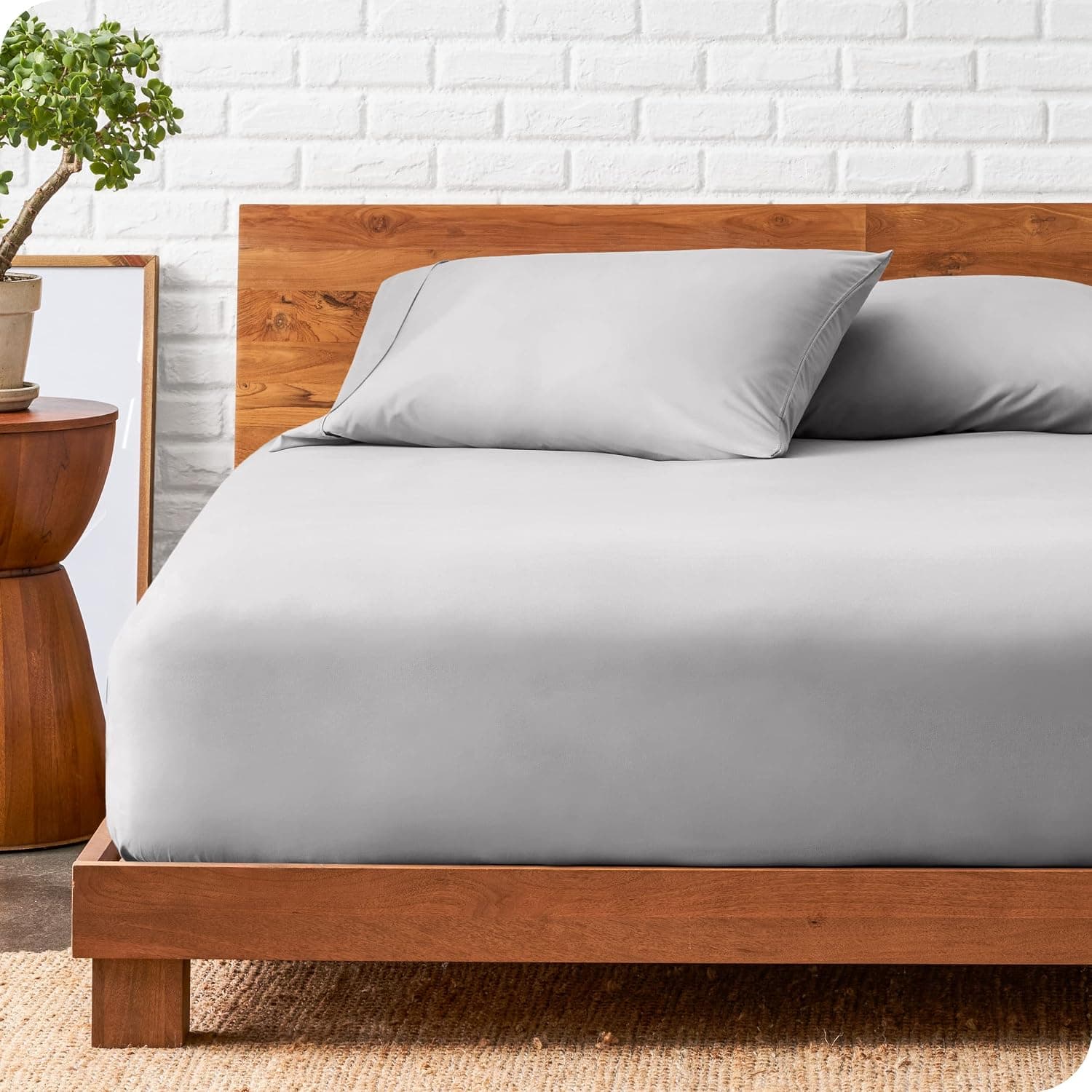 Bare Home 2 Fitted Sheets + Pillowcase Set - Split King Adjustable Bed Set - Premium 1800 Ultra-Soft Microfiber - Wrinkle Resistant (Split King, Light Grey)