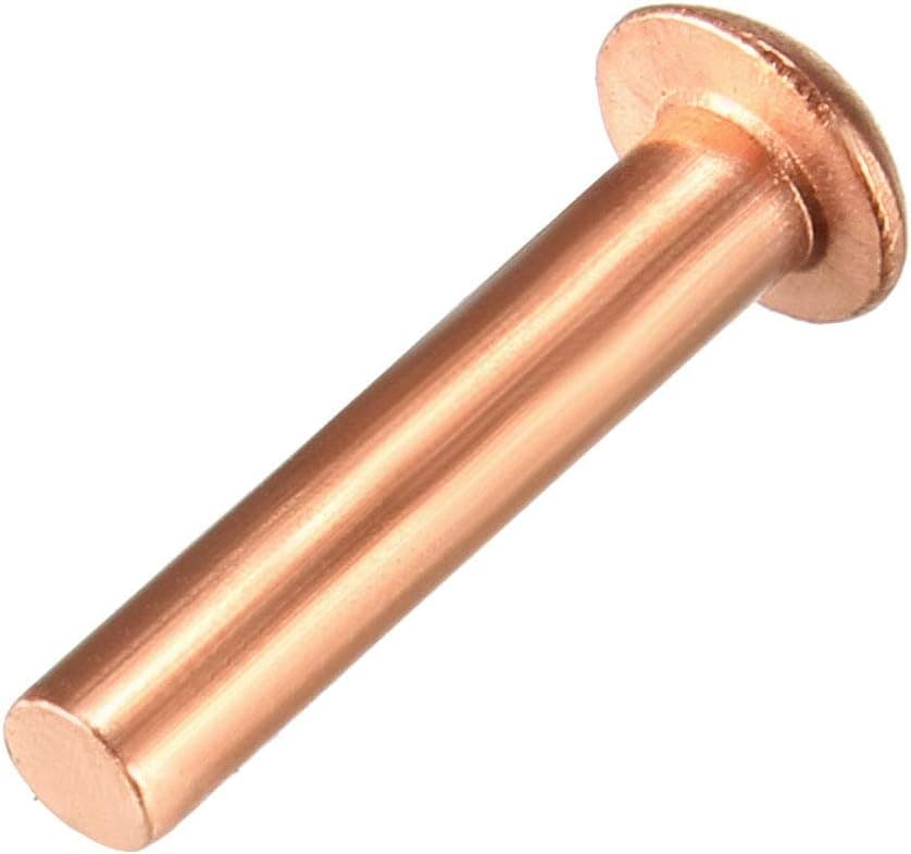 uxcell 100Pcs 3/32inch x15/32inch Round Head Copper Solid Rivets Fasteners