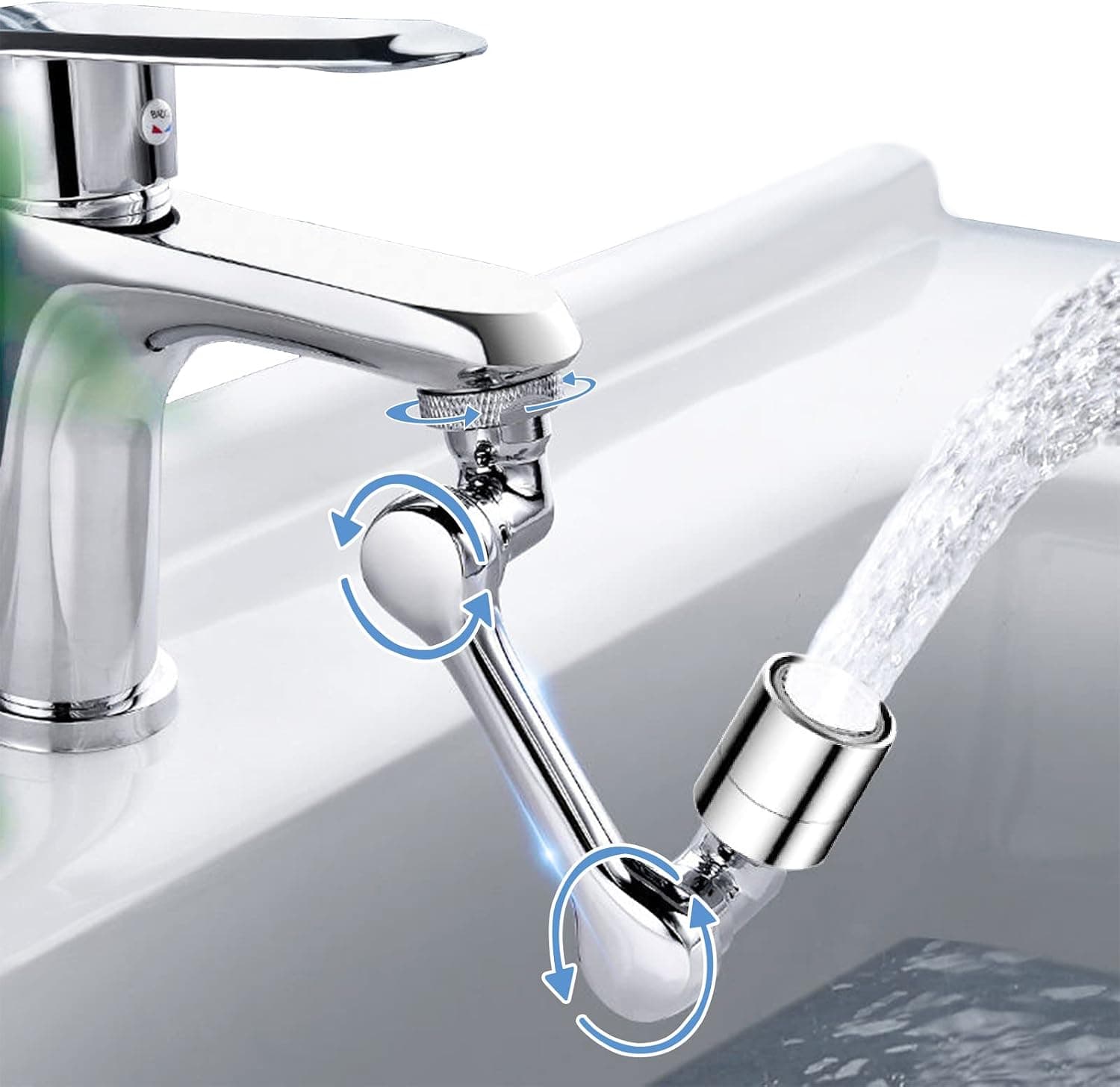 Faucet Extender for Bathroom Sink, 1080 Degree Rotatable Faucet Aerator, Swivel Faucet Attachment, Universal Rotating Faucet Extender, with 2 Water Outlet Modes