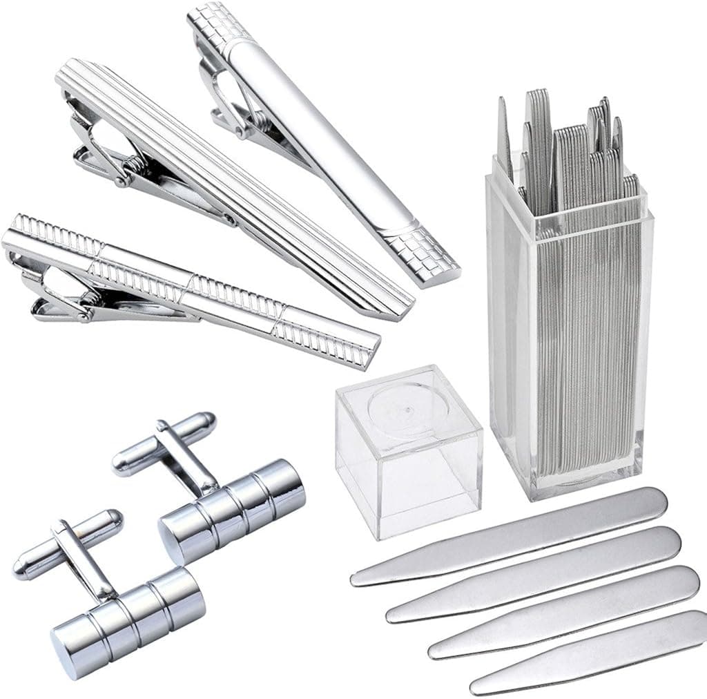 Zysta 40 Stainless Steel Shirts Collar Stays Support 3 Tie Clips 2 Cufflinks …