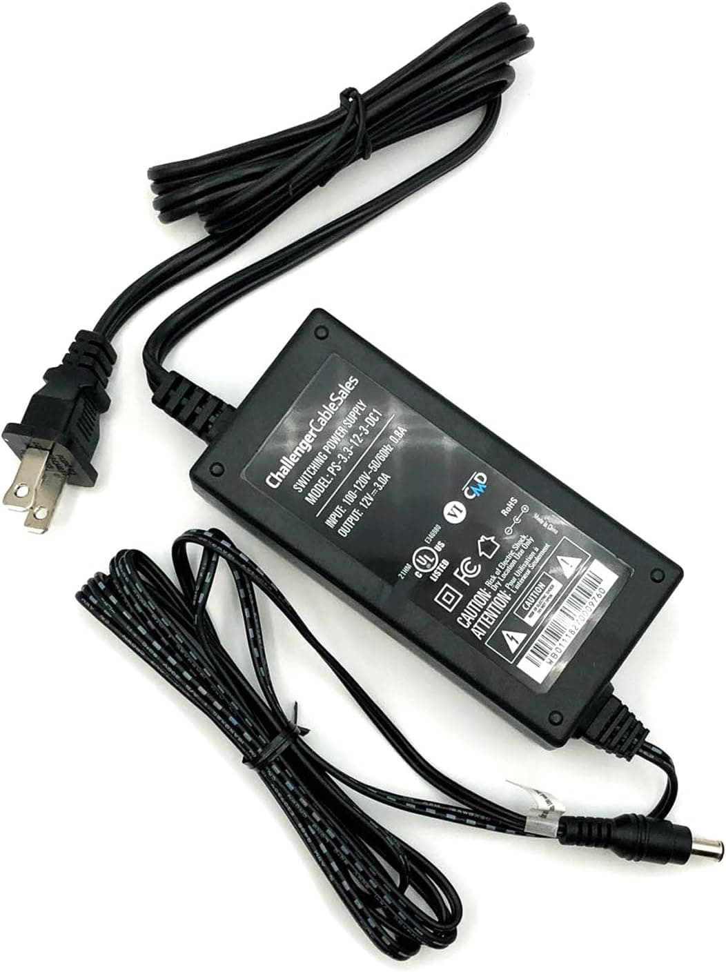 Challenger Cable Sales PS-3.3-12-3-DC1 12V 3A 36W Switching Power Supply AC/DC Adapter