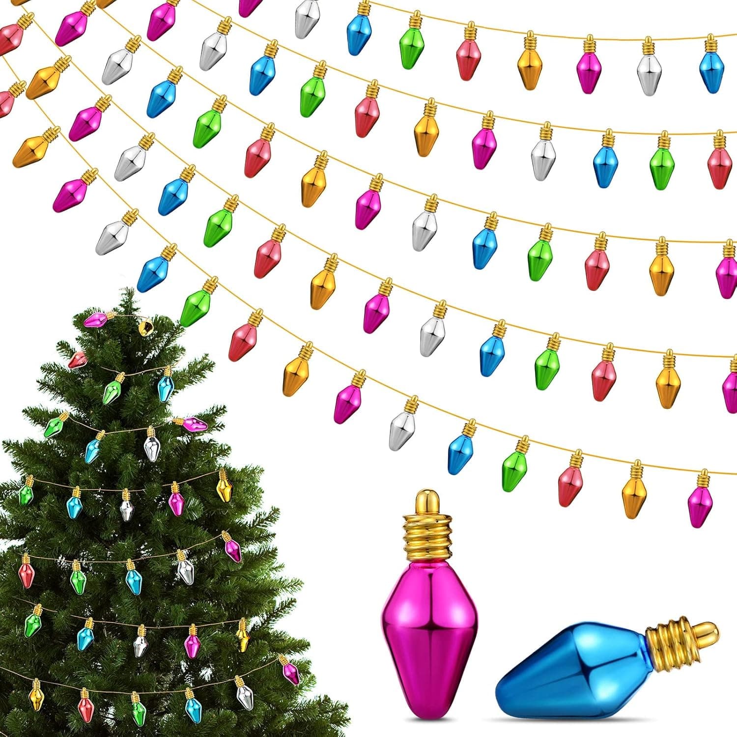 1.2 Inch Christmas Dollhouse Lights Fake Light String Christmas Tree Bulb Garland Decoration Miniature Furniture Accessories Christmas String Lights for Party Decor