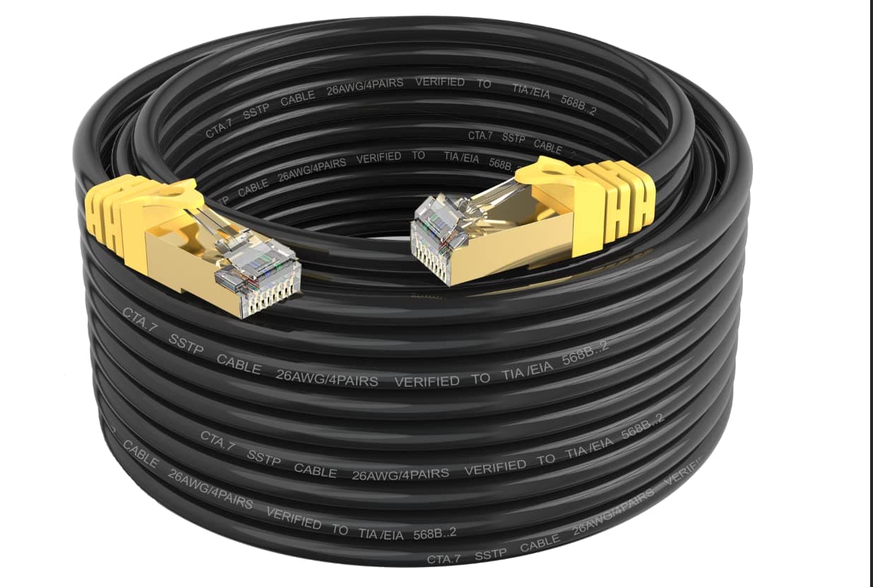 LDKCOK Cat 7 Internet Cable 10ft, Cat7 Outdoor Ethernet Cable 10 ft, 26AWG Heavy-Duty Cat7 Networking Cord Patch Cable RJ45 Transmission Speed 10Gbps,Transmission Bandwidth 600Mhz LAN Wire