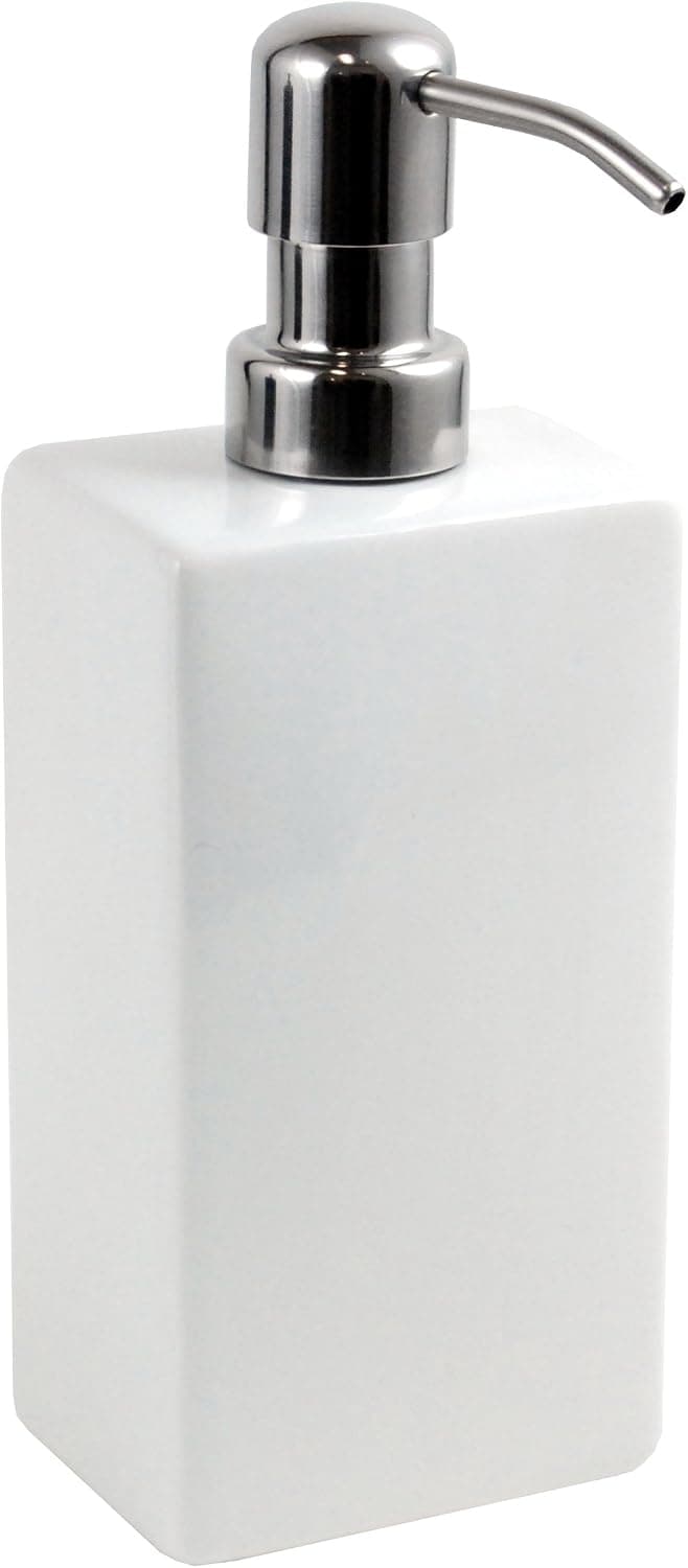 Kiera Grace Ceramic Lotion Dispenser, 8 by 3 by 2.25 Inch, White