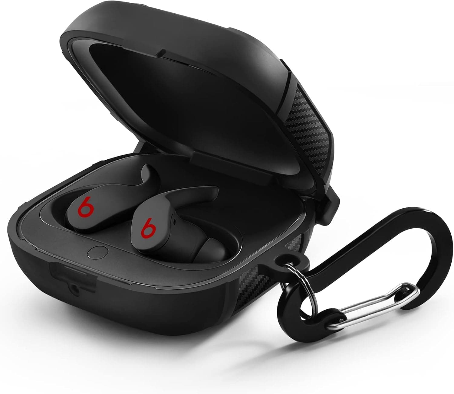 AIRSPO Beats Fit Pro Case Cover,Hard Shell Case for Apple Beats Fit Pro 2021 Shockproof Protective Beats Fit Pro Earbuds Case with Keychain (Black)