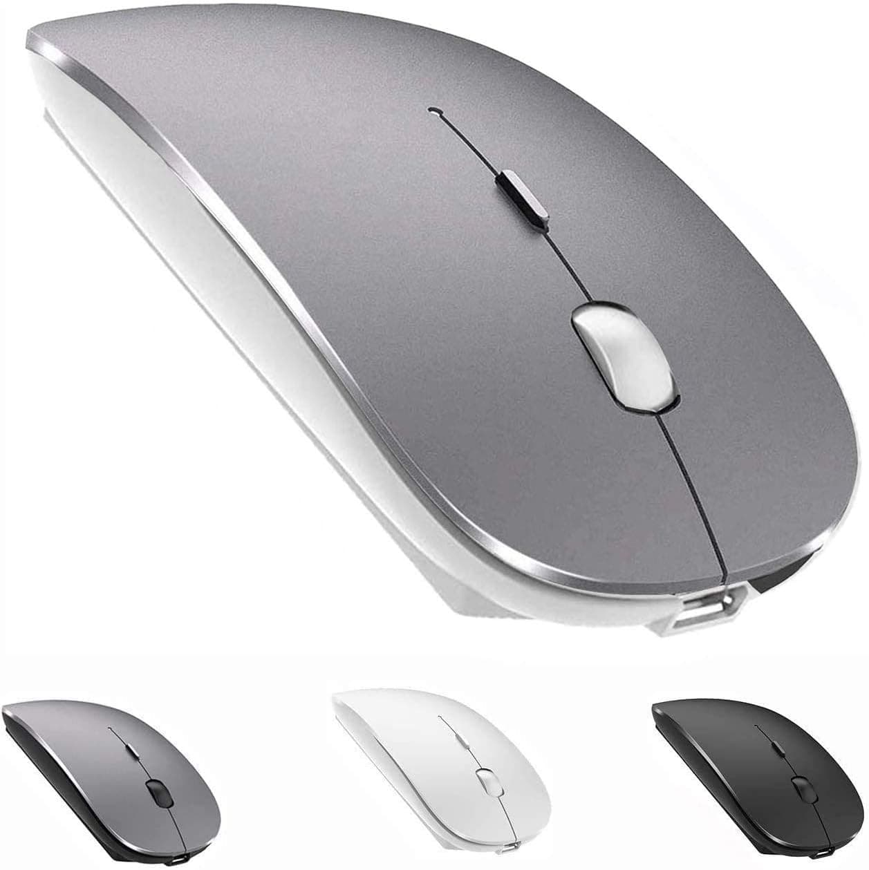 ZERU Bluetooth Mouse Rechargeable Wireless Mouse for MacBook Pro,Bluetooth Wireless Mouse for Laptop PC Computer (Gray＋White)