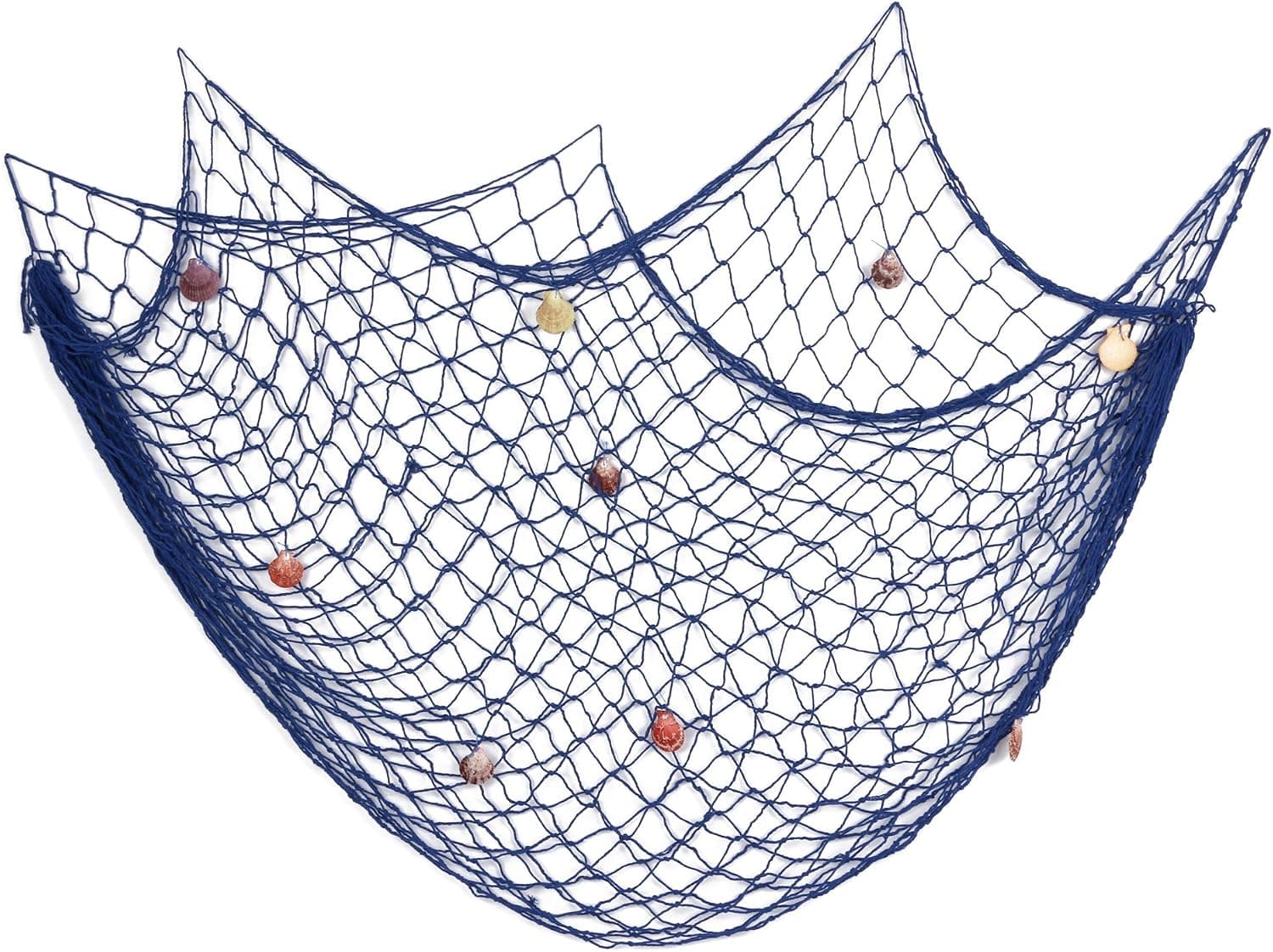 Dedoot Fishing Net Decorative, Mediterranean Style Fish Net Blue with Shells Fish Netting Decoration for Nautical Theme Party Home Wedding Wall Decor