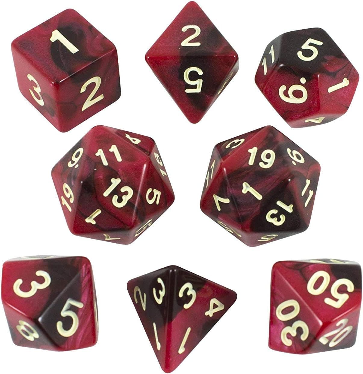 Paladin Roleplaying Red and Brown Dice - Expanded DND Set with Extra D20 - 'Blood God'