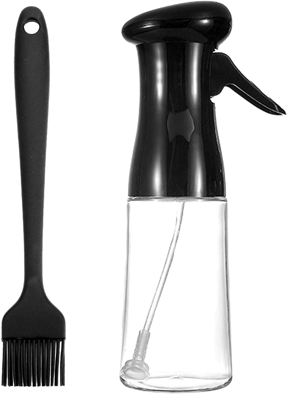 NEREIDS NET Oil Sprayer Mister for Cooking, Bottle Oil Sprayer Set, Kitchen BBQ Baking Spray, Olive Oil Sprayer Bottle with Cleaning Brush for Roasting Grilling Salad Frying- 210ml Black