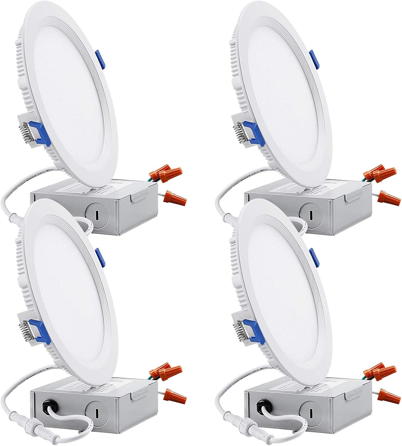 TORCHSTAR 12W LED Recessed Lighting 6 Inch Anti-Glare Trim, CRI 90+, Dimmable Airtight Downlight, IC Rated, 2700K Soft White, ETL & Energy Star Listed, Pack of 4