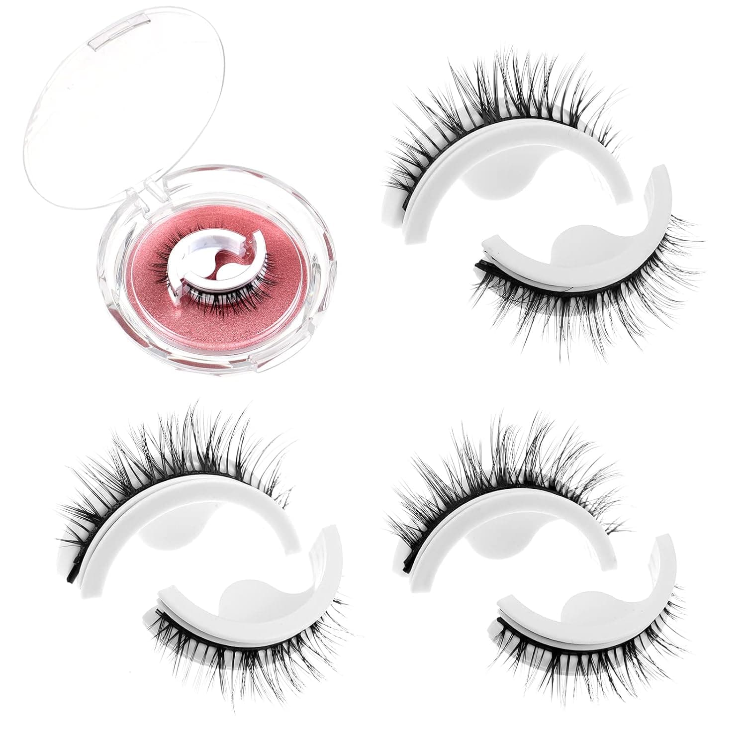 3 Pairs Reusable Self-Adhesive Eyelashes No Glue or Eyeliner Needed Natural Look Eyelashes Wispy Long Extension Eyelashes Easy To Put On Waterproof Fake Lashes Gift for Women (Type A）
