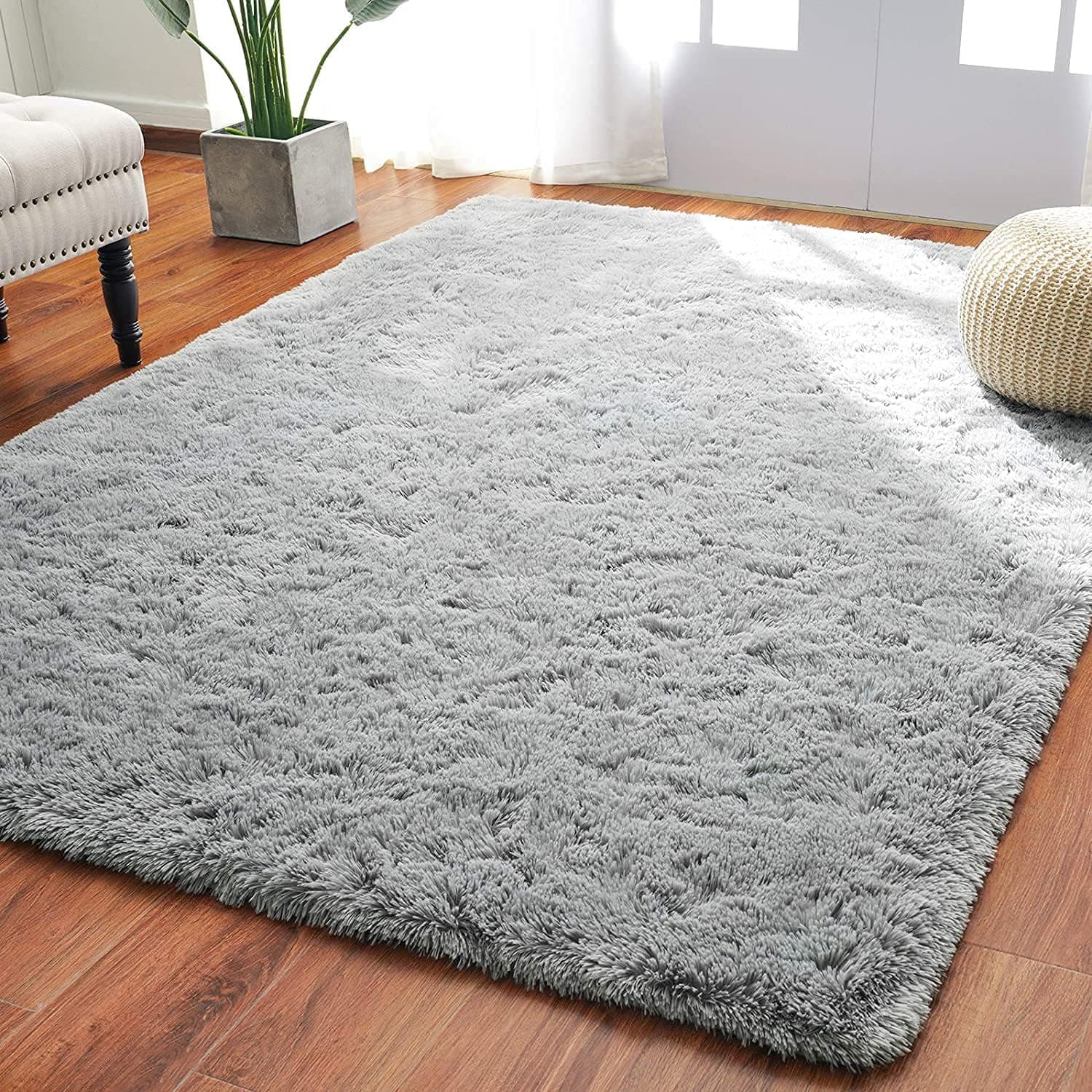 Softlife Ultra Soft Fluffy Area Rugs for Bedroom, Girls and Boys Room Kids Room Nursery Rug, 3 x 5 Feet Shaggy Fur Indoor Plush Modern Floor Carpet for Living Room, Grey