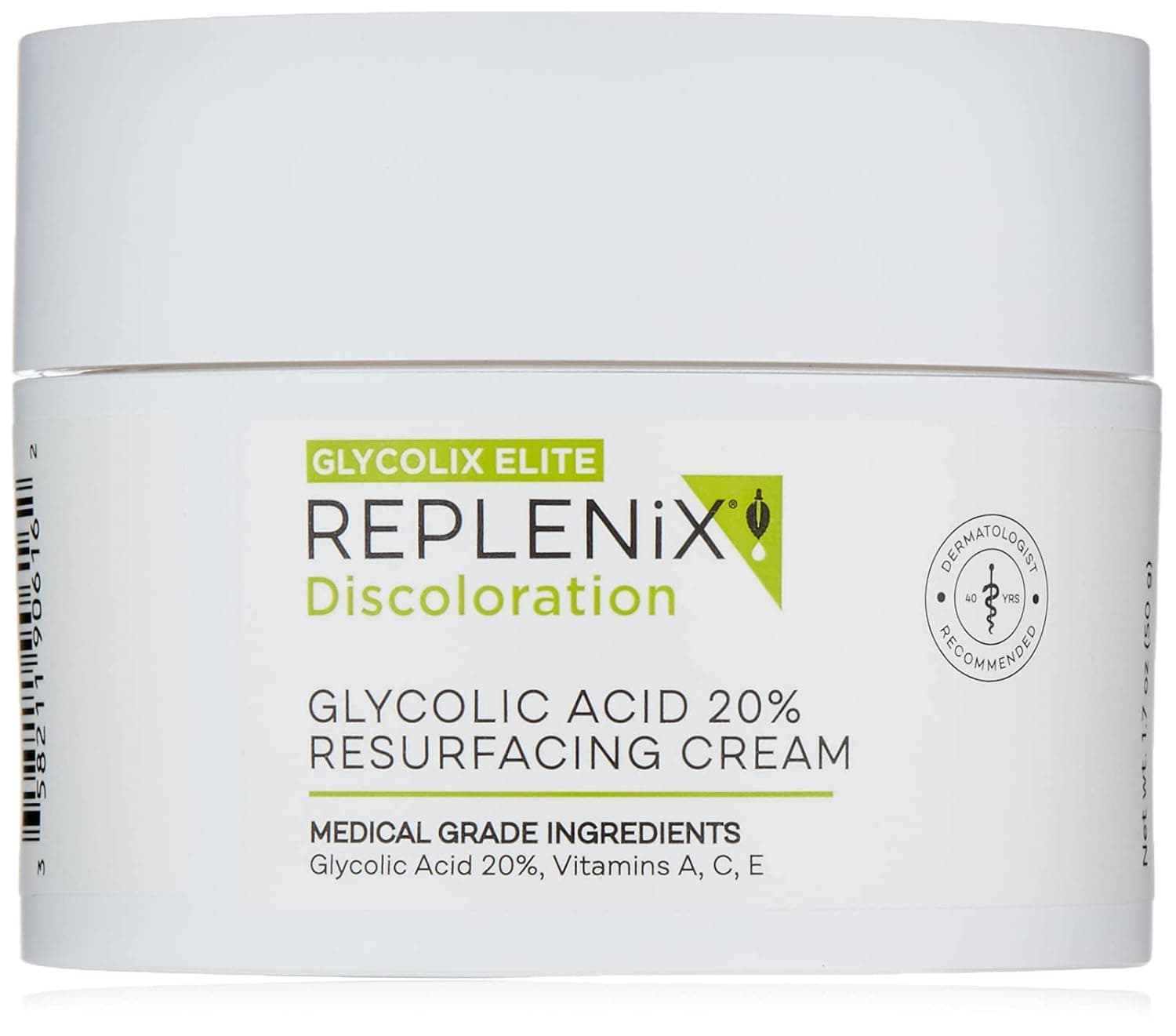 Replenix Glycolic Acid 20% Resurfacing Cream – Medical Grade Glycolic Acid Exfoliating Moisturizer Cream – Skin Renewing Lotion Smooths Texture and Brightens Tone, 1.7 Oz